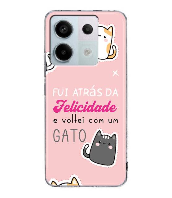 Capa Xiaomi Redmi Note 13 Pro 5G silicone rosa Fui Atrás Felicidade e Voltei com um Gato