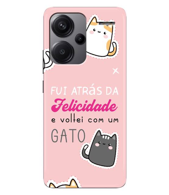 Capa Xiaomi Redmi Note 13 Pro Plus 5G silicone rosa Fui Atrás Felicidade e Voltei com um Gato