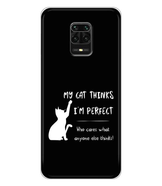 Capa Xiaomi Redmi Note 9 Pro / 9S / 9 Pro Max silicone preto My cat thinks I’m perfect