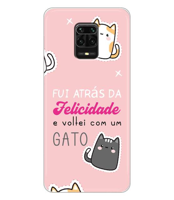 Capa Xiaomi Redmi Note 9 Pro / 9S / 9 Pro Max silicone rosa Fui Atrás Felicidade e Voltei com um Gato