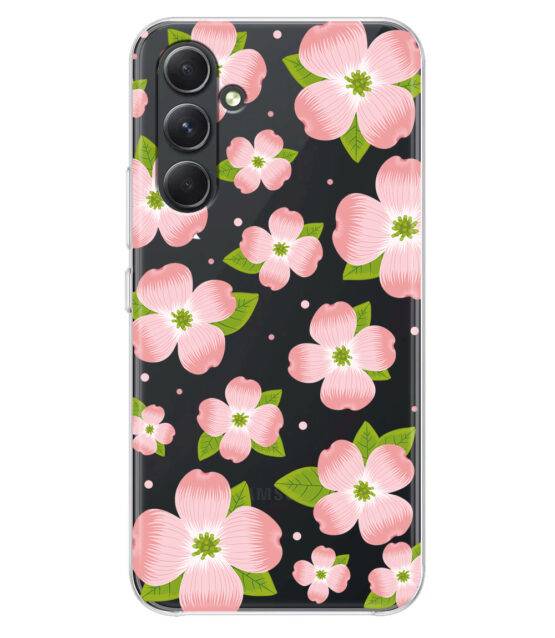 Capa transparente Samsung A54 5G flores rosa