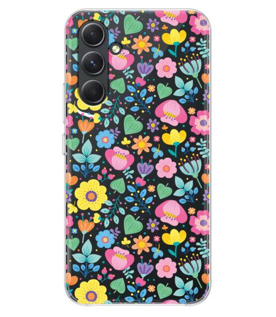 Capa Samsung A54 5G transparente com flores