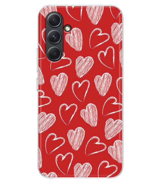 Capa silicone vermelho Samsung A54 5G com Corações desenhados