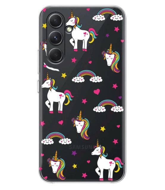 Capa transparente Samsung A54 5G com Unicórnios